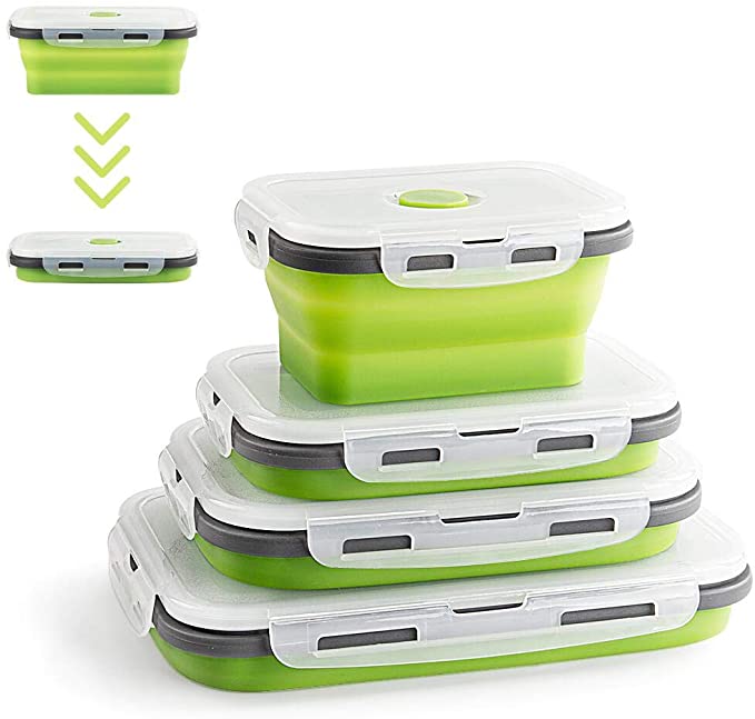 Boîte à lunch portable pliable en silicone, bol rond pour four à micro-ondes,  récipient de stockage des aliments respectueux de l'environnement
