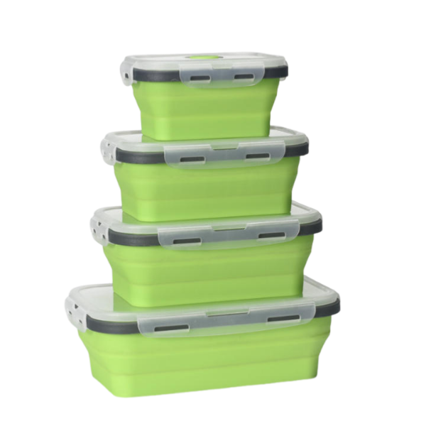 Virklyee Boîte à Lunch Pliante en Silicone 4 PCS Support Pliable conteneurs  de Stockage de Nourriture Silicone Pliable Multicolore Alimentaires en